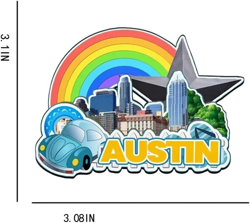 Vista 3 de Imán de madera para nevera de Austin, Texas, Estados Unidos, 3D, monumentos de viaje, coleccionables, recuerdos, decoración hecha a mano -2637