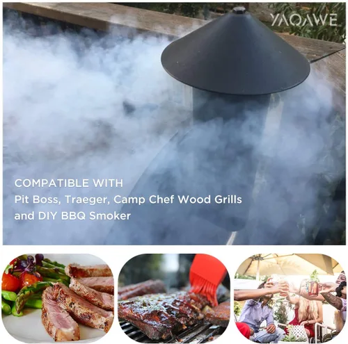 Vista 2 de Parrilla de pellets para chimenea de humo, kit de tubo de humo de repuesto para Pit Boss, Traeger, parrillas de madera de chef de campamento