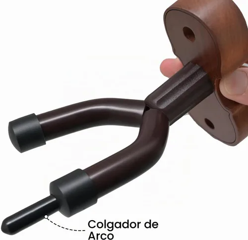 Vista 3 de BestSounds - Soporte de pared para violín con gancho para arco Home & Studio, soporte para violín de palisandro (palisandro MA-R5)