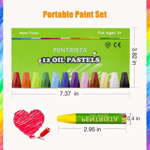 Vista 7 de Pasteles al óleo, 12 colores surtidos, juego de pasteles al óleo para actividades en interiores en casa, crayones suaves al óleo para niños