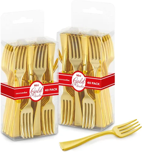 Vista 9 de Mini tenedores transparentes de 4 pulgadas (100 unidades) desechables de plástico para aperitivos para hora de cóctel, tenedores de postre