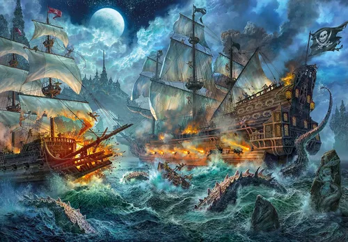 Vista 2 de Clementoni - 36530 Colección Puzzle Pirates Battle - Rompecabezas de 6000 piezas, fabricado en Italia, rompecabezas para adultos