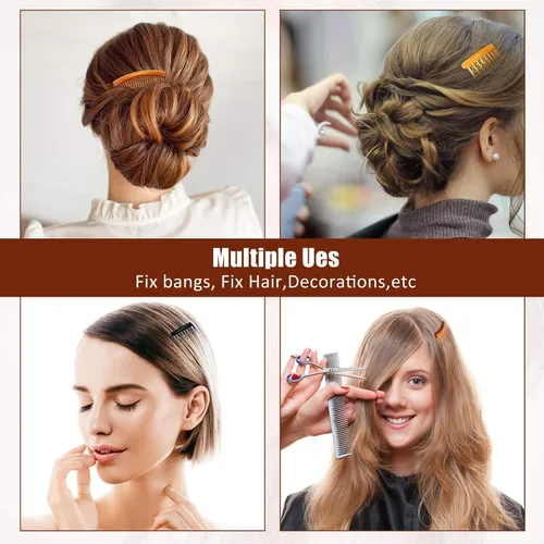 Vista 2 de Chuangdi Juego de 32 peines laterales franceses para el cabello, peine giratorio de plástico con clip para el cabello, accesorios para velo de boda