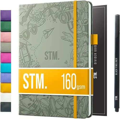 Vista 15 de Cuaderno de cuadrícula de puntos con viñetas Cuadernos diarios A5 para escritura personal, trabajo, mujeres papel grueso de 120gsm, tapa dura