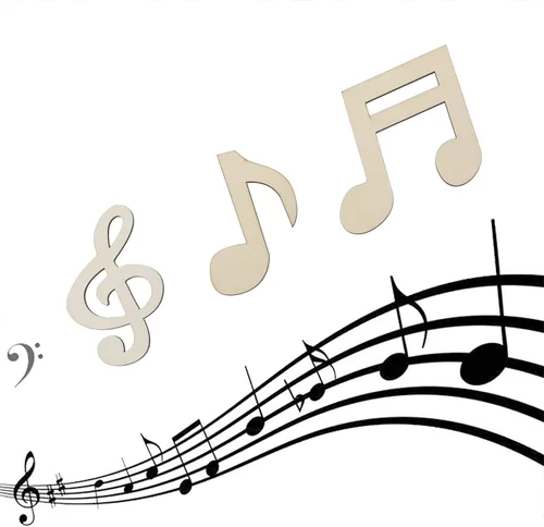 Vista 6 de Notas musicales Recortes de madera 9pcs