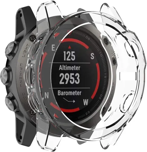 Vista 11 de REYDA Paquete de 2 fundas de reloj compatibles con Garmin Fenix 5X/5X Plus, ultrafinas y suaves de silicona TPU con borde de parachoques, resistente