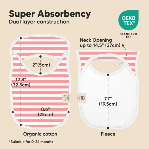 Vista 3 de KeaBabies Paquete de 8 Baberos para Niños y Niñas, Baberos sin Botones para Babear, Dentición de Bebés Niñas y Niños Pequeños, Recién Nacidos