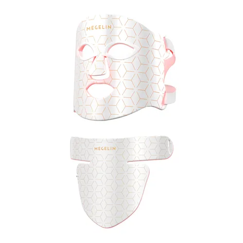 Vista 10 de MEGELIN Máscara facial y cuello de terapia de luz roja, máscara facial de terapia de luz LED de 7 colores, máscara de terapia de luz roja Negro