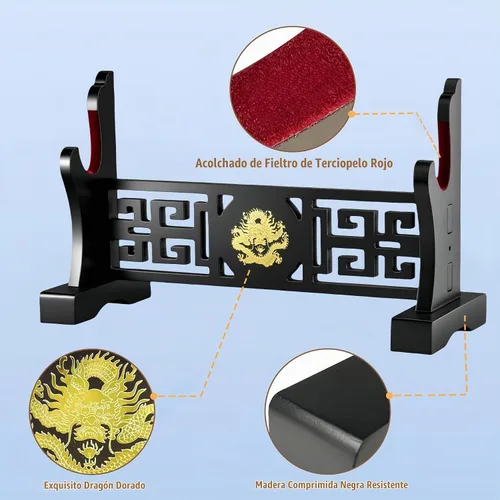 Vista 3 de Soporte acolchado para espada, soporte de terciopelo para proteger la espada, Katana Genji, hoja samurái japonesa Gladius Templar, soporte medieval