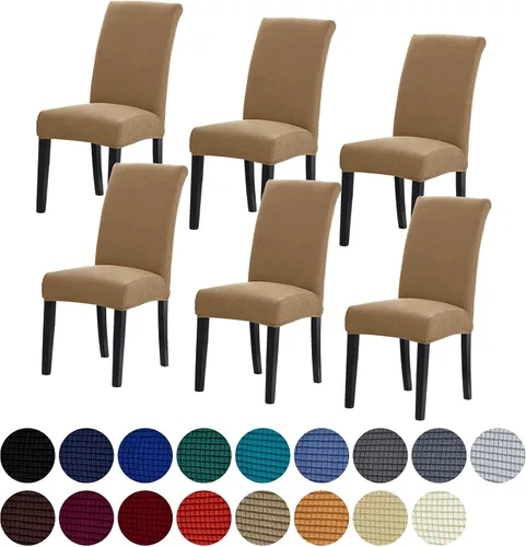 Vista 17 de Juego de 2 fundas para sillas de comedor, fundas elásticas para sillas de comedor, fundas para sillas de cocina de jacquard texturizadas, decoración