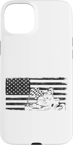 Vista 9 de iPhone 16 Go Kart Racing American Flag Vintage Case