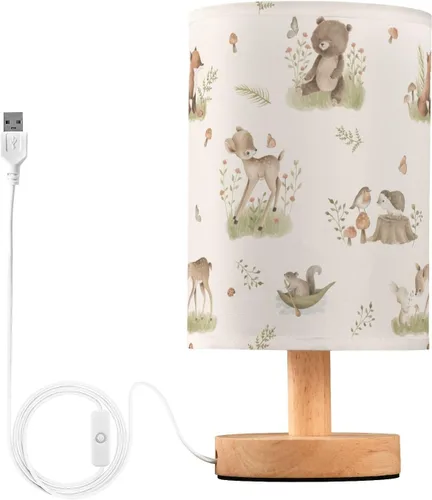 Vista 21 de Bedside Table Lamp Cute Highland Cow Animal Nightstand Lamp with Wood Desk Lamps for Bedroom Living Room Nursery Office Home Decor