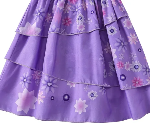 Vista 5 de knemmy Encanto Costume for Girl Mirabel Cosplay Outfit Princess Dress Halloween Christmas Party Dress Up Clothes