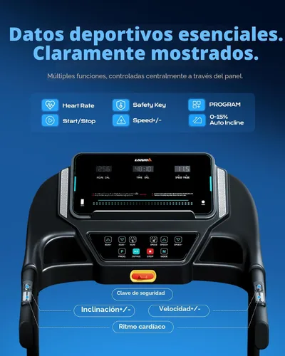 Vista 3 de LIJIUJIA Treadmill for Home, 15% Auto Incline, Workout Running Machine Negro