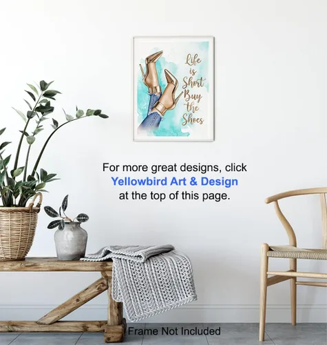 Vista 6 de Arte de pared de diseño de moda, decoración de pared glamorosa, regalo de lujo para mujeres, fanáticos de los zapatos de diseñador, fashionista