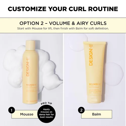 Vista 4 de DESIGNME BOUNCE.ME Curl Cream & Curl Mousse para cabello rizado Define, hidrata, aumenta el rebote y controla el encrespamiento Fórmula