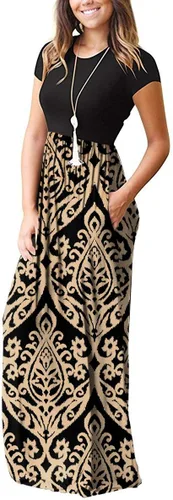 Vista 2 de GRECERELLE - Vestido largo y de manga corta para mujer, estilo informal, con bolsillos