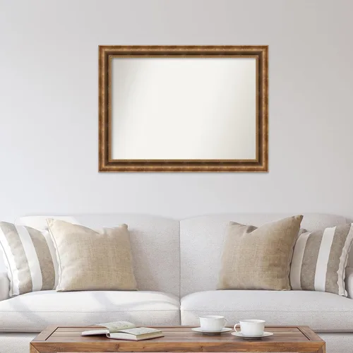 Vista 242 de Amanti Art Espejo de pared personalizado no biselado (25 x 25 pulgadas), marco de bronce acentuado, varios tamaños personalizados, espejo de baño