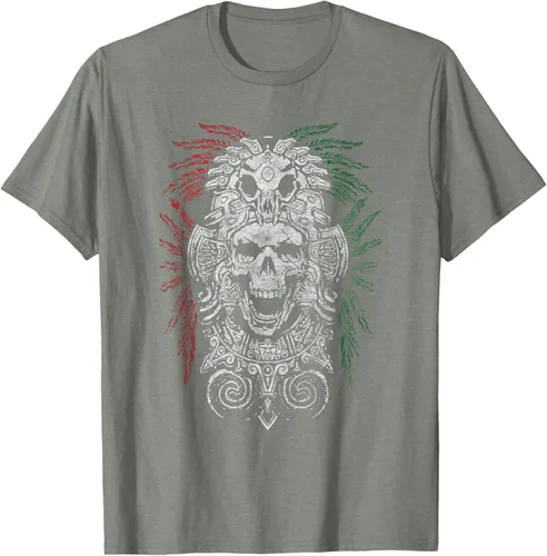 Vista 33 de Camiseta de Calavera Azteca con máscara Mayas Calavera Azteca, Negro