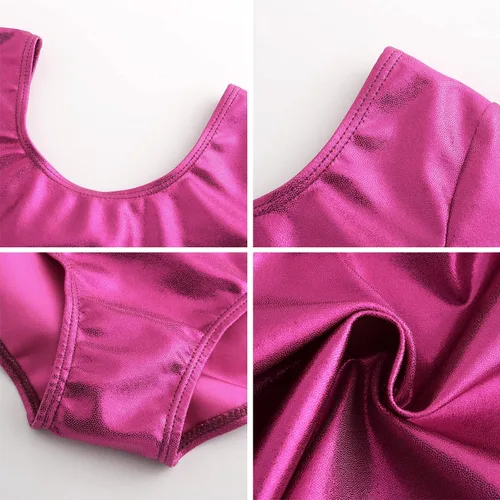 Vista 7 de AFAVOM Leotardos de gimnasia para niñas, leotardos de manga larga para niñas, brillantes y brillantes, para gimnasia, traje de ballet y danza