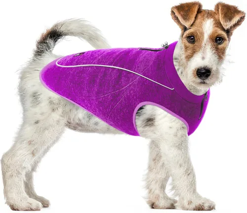 Vista 18 de Suéter de forro polar aislado para perros Chaleco ligero y cálido para perro Puerto con cremallera para arnés Chaqueta de invierno para clima
