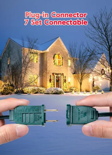 Vista 3 de Minetom Guirnalda de luces de Navidad C9, luces LED comerciales de Navidad para exteriores de 100 pies con 100 bombillas C9 de fresa, impermeables