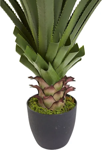 Vista 4 de Nearly Natural Planta de agave con pinchos de 4 pies y plantas artificiales de seda Dracaena (tacto real), color verde