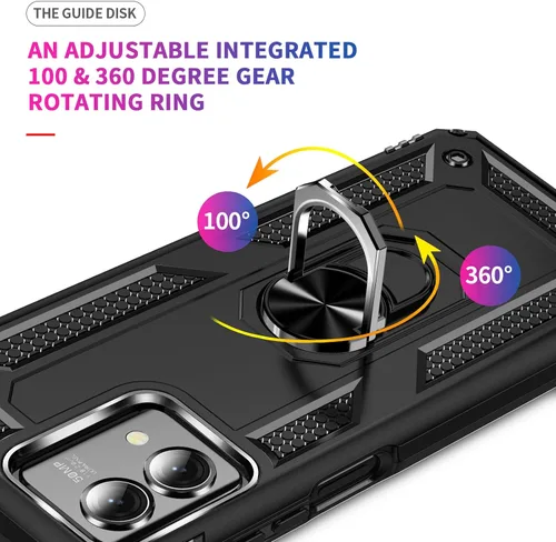 Vista 5 de Yiakeng Funda para Moto G Stylus 5G 2023, Motorola G Stylus 5G 2023 con protector de pantalla HD, fundas protectoras de grado militar con anillo