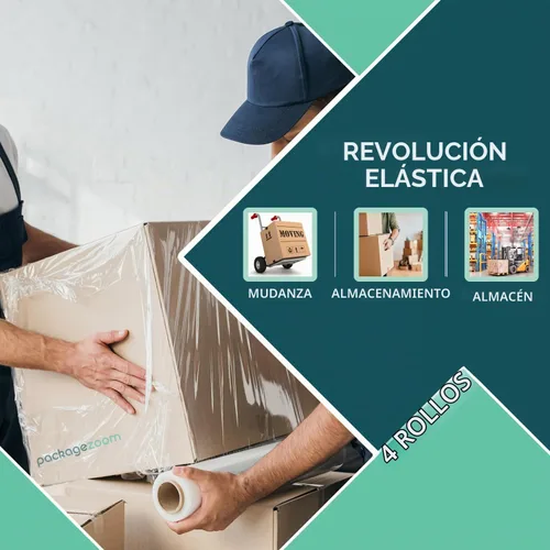 Vista 3 de 8 rollos de envoltura elástica de 18 pulgadas x 1500 pies, resistente, envoltura retráctil de resistencia industrial, película elástica de alto