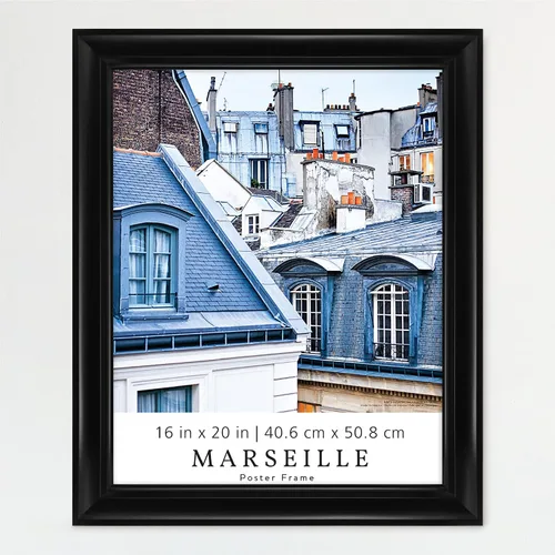 Vista 11 de MCS Marseille - Marco para póster de 16 x 24 pulgadas, color negro, vertical y horizontal, para colgar en la pared, marco grande para fotos, obras