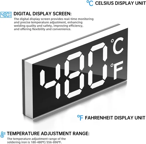 Vista 3 de Kit de soldador, pistola de soldadura digital LCD de 90W 110V, herramienta de kit de soldador de 12 en 1, temperatura ajustable de 180-480°C, 5