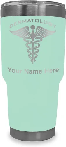 Vista 15 de LaserGram Vaso aislado al vacío de 20 onzas, dermatología, grabado personalizado incluido (negro)