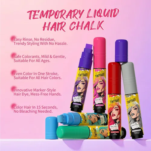 Vista 5 de SEVICH Marcador temporal de tiza para el cabello, rojo, 0.3 fl oz lavable