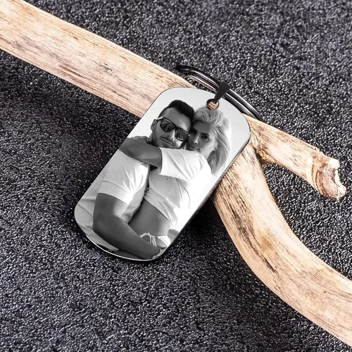 Vista 2 de BotheYi Llaveros personalizados con fotos personalizadas, llaveros con texto grabado, nombre de perro para novio, hombres, regalos conmemorativos