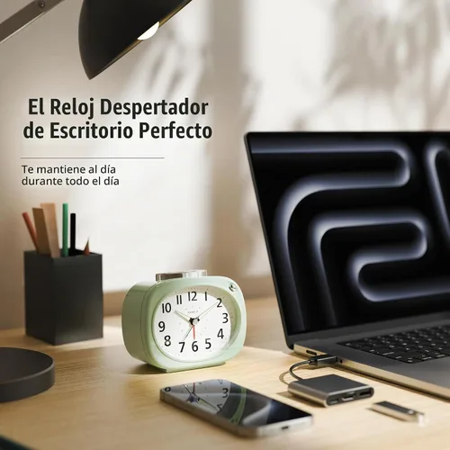 Vista 5 de AYRELY® Reloj despertador analógico de 4,5 "para personas que duermen Verde