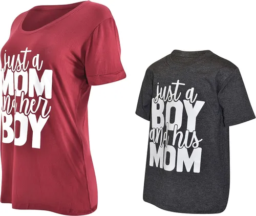 Vista 2 de Unique Baby Mommy and Me Mom and her Boy Camisa, Granate