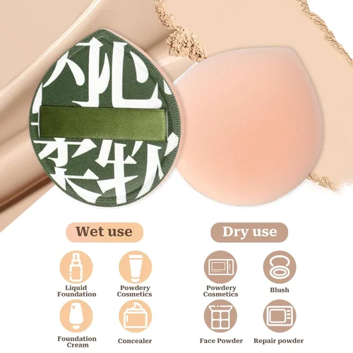 Vista 6 de 4 esponjas de maquillaje coreanas, suave en forma de lágrima, cojín cosmético, esponja de base para corrector, líquido, crema y polvo (tamaño grande)