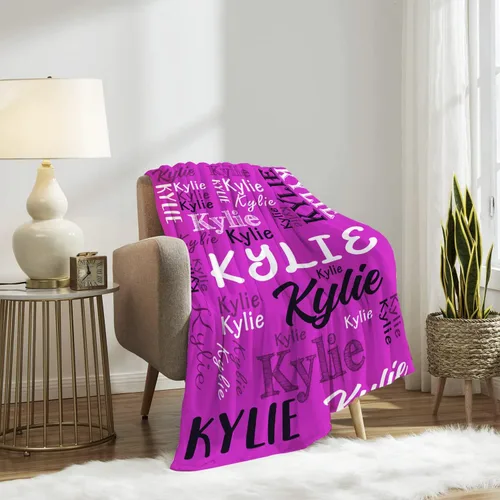 Vista 2 de Manta de franela personalizada con nombre para bebés y niños, manta de regalo personalizada ultrasuave para tu familia, amigo, colega, regalos