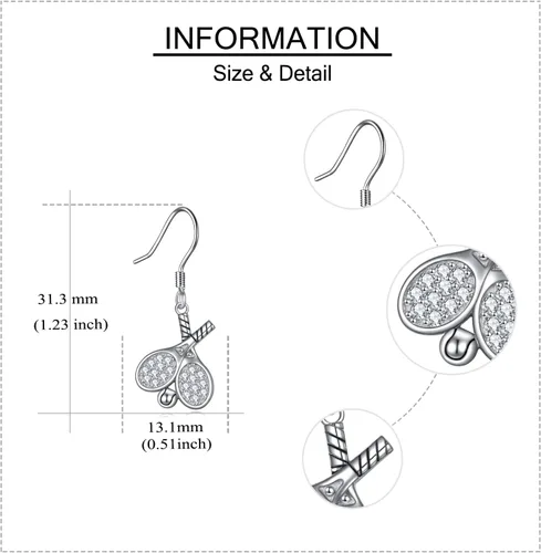 Vista 4 de YAFEINI Golf Hockey Tennis Baseball Lacrosse Stick Earrings Gifts Sterling Silver Golf Hockey Club And Ball Lacrosse Stick Dangle Earrings