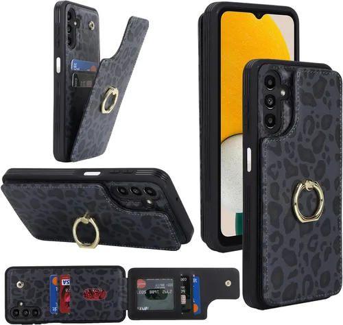 Vista 24 de Lipvina Funda para Samsung Galaxy A03s con tarjetero, Galaxy A03s Funda tipo cartera para mujer, tarjetero de crédito, soporte de anillo, fundas