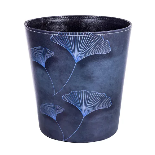 Vista 23 de Cubo de basura de cuero, cesta de basura decorativa retro, canasta de papel pequeña de capacidad de 10 L, bote de basura impermeable para baño