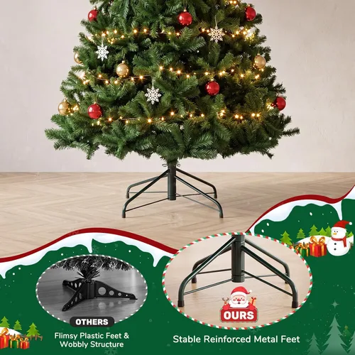 Vista 7 de 4.5 Ft Artificial Green Christmas Tree for Holiday Home Decor Classic Full hinged evergreen spruce tree with realistic flame-retardant branch tips