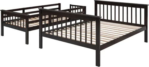 Vista 8 de Harper & Bright Designs Litera individual sobre tamaño matrimonial con escaleras y almacenamiento, cama alta de madera de pino maciza para niños