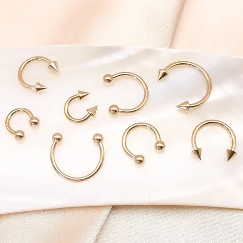 Vista 6 de BLISI G23 - Piercing de ceja de titanio sólido, anillos de cejas Gokd negro oro rosa plata rosa arco iris 16G barra curvada, joyería de labio