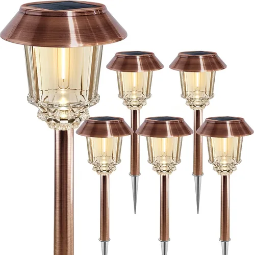 Vista 10 de XMCOSY Luz solar de camino – Set de luces LED de paisaje automáticas (2 unidades), cubierta de cristal impermeable, brillo, luz blanca cálida