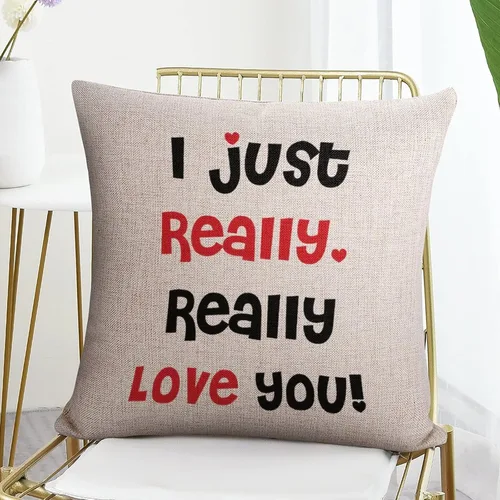 Vista 7 de Valentine Pillow Cases for Home Decor I Just Really Really Love You Throw Pillow Cover with Zipper Farmhouse Cushion Cover Cases 16"x16" Romantic