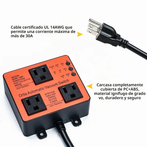 Vista 4 de Interruptor de vacío automático, interruptor automático Ortis con control de polvo para más herramientas eléctricas, retarda el encendido/apagado