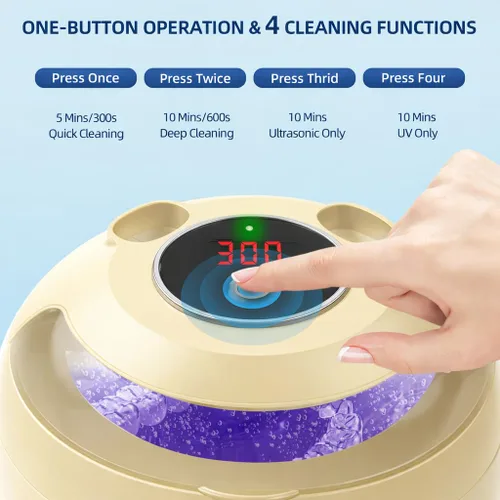 Vista 2 de Limpiador ultrasónico de retenedores, máquina de limpieza ultrasónica para retenedores, dentaduras postizas, alineadores, protectores bucales, joyas