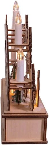 Vista 8 de Kurt S. Adler Belén de madera iluminado con pilas de 11 pulgadas con velas