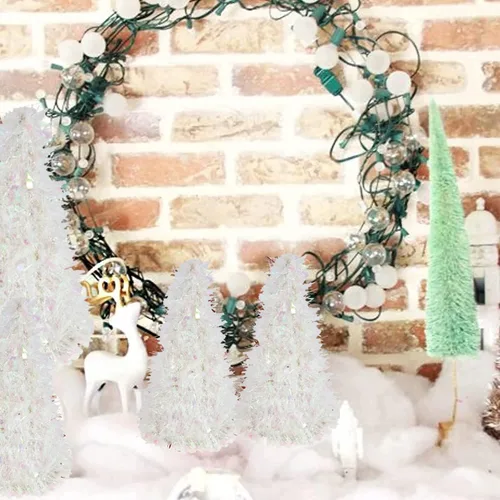Vista 2 de Generic Árbol de oropel blanco iridiscente de Navidad, 10 pulgadas, material de PVC